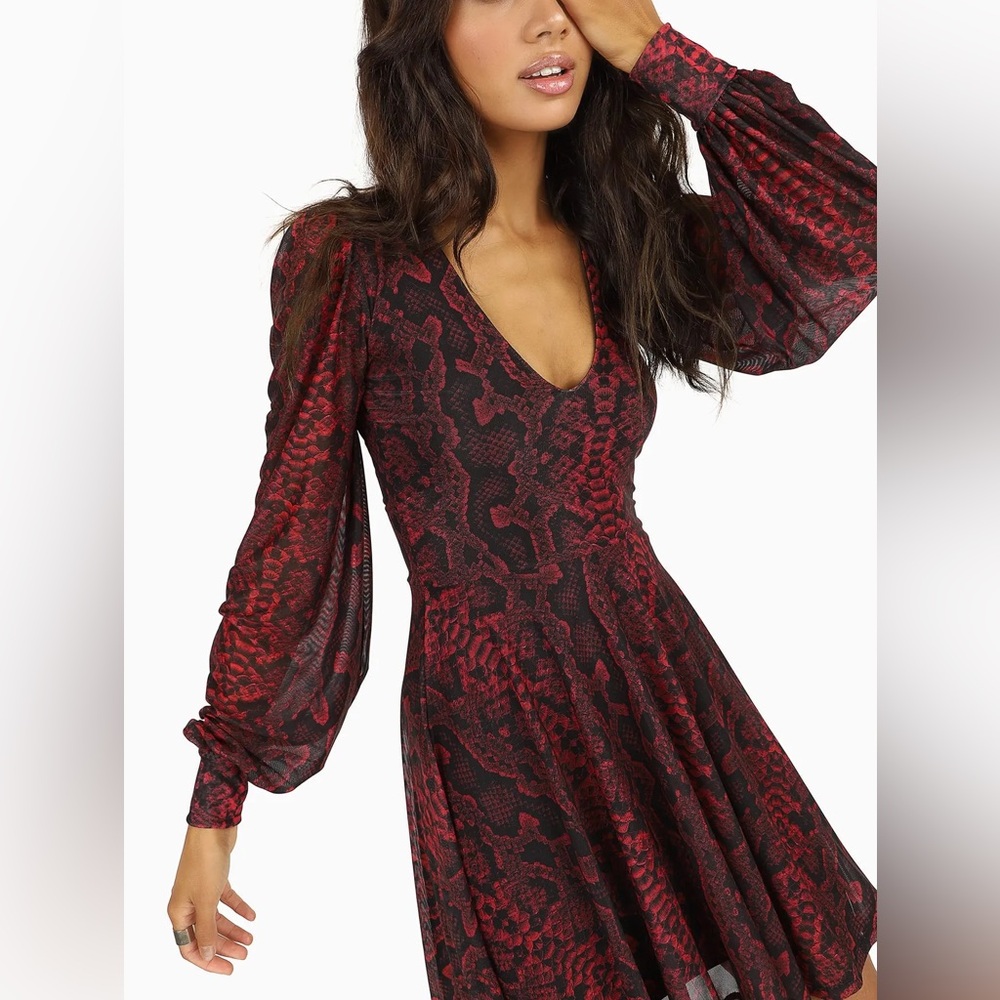 Blackmilk Red Python Romance Dress, size XL